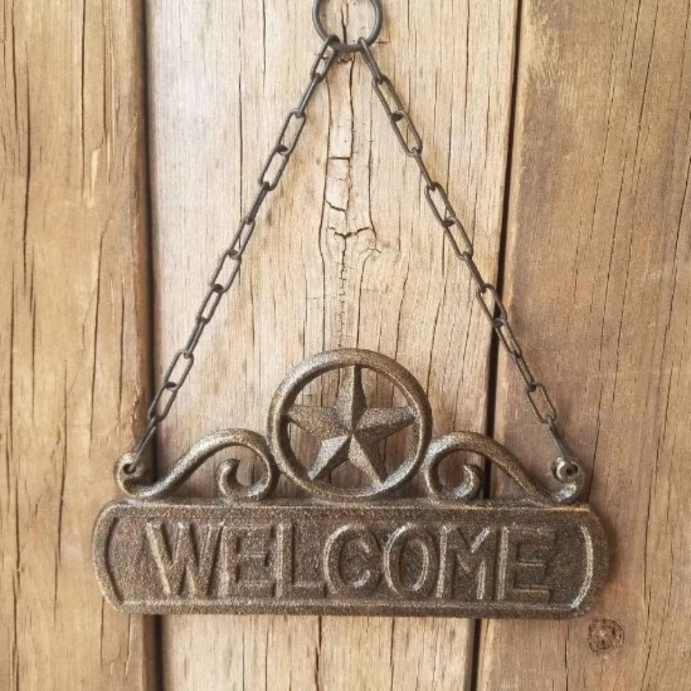 Cast Iron Star Welcome Plaque Sign